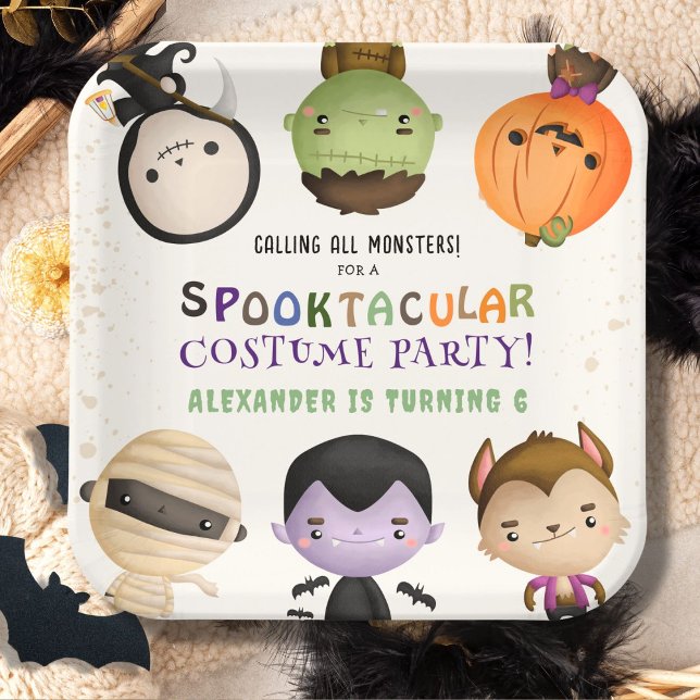 Assiettes En Carton Costume Enfants Monster Cute Halloween Fête d'anni (Créateur téléchargé)