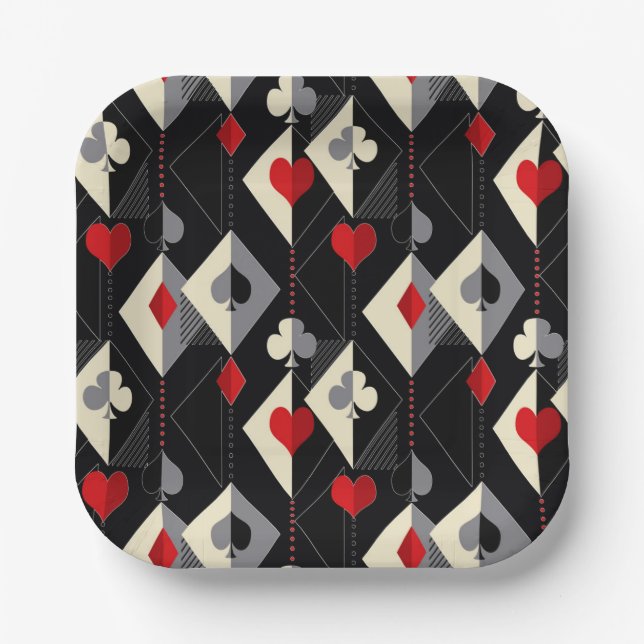 Assiettes En Carton Costumes de jeu de cartes en poker. (Recto)