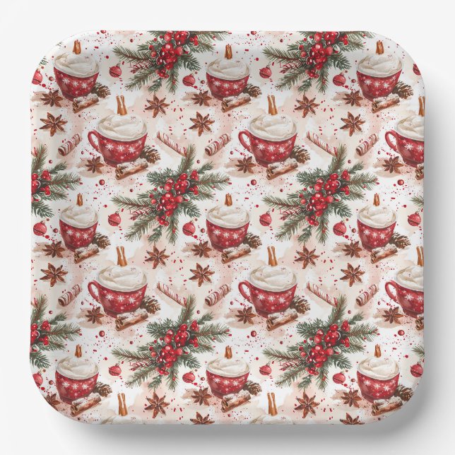 Assiettes En Carton Cosy Christmas Hot Cocoy (Recto)