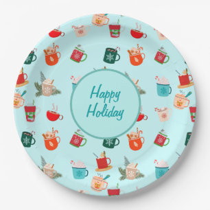 Assiettes En Carton Cosy hiver latte chocolat chaud vacances festives