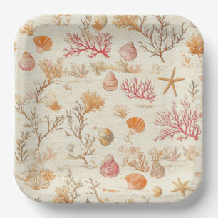 Assiettes En Carton Côtière rustique - Coquillages, Starfish, Reef (5)