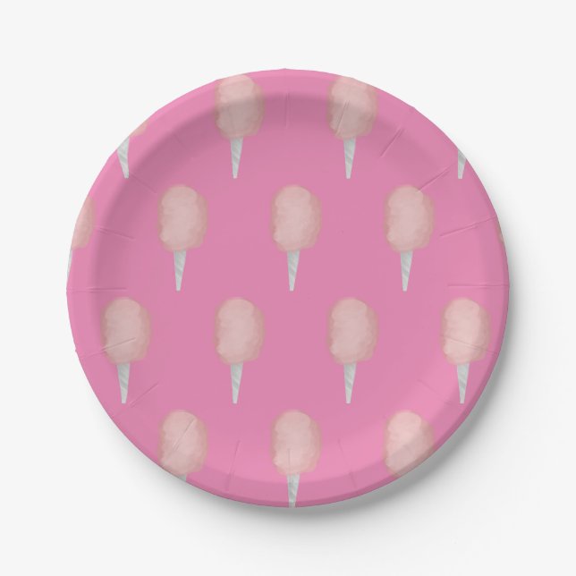 Assiettes En Carton Cotton Candy Circus Carnival Pink Party (Devant)