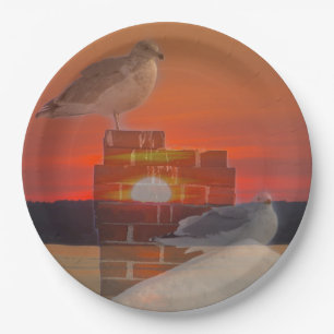 Assiettes En Carton Coucher de soleil de Seagull