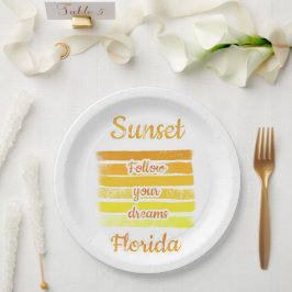 Assiettes En Carton Coucher de soleil mignon en Floride