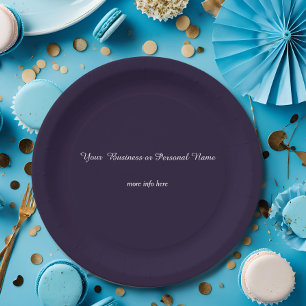 Assiettes En Carton couleur bleu foncé - personnalisées