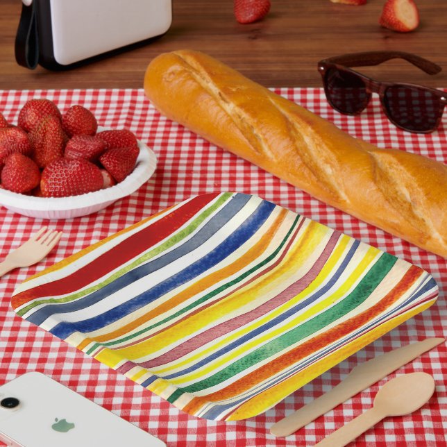 Assiettes En Carton Couleur d'aquarelle colorée (Pique-nique)