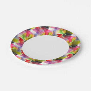 Assiettes En Carton Couleur d'aquarelle rouge et jaune