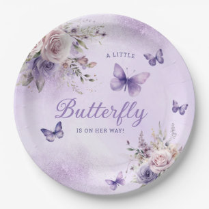 Assiettes En Carton Couleur d'eau du papillon Boho mûre Baby shower fl