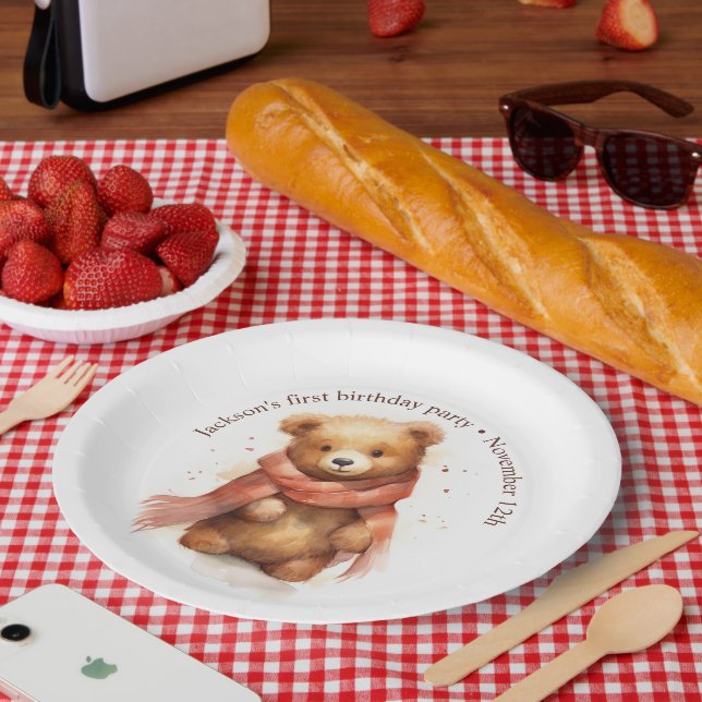 Assiettes En Carton Couleur d'eau mignonne Bear Party (Pique-nique)
