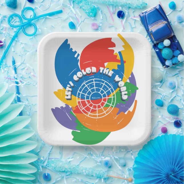 Assiettes En Carton Couleur du monde (Fête)