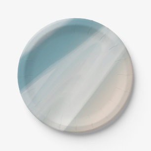 Assiettes En Carton Couleur gris-bleu et beige.