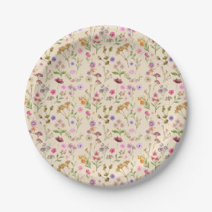 Assiettes En Carton couleur motif-rose, pourpre, vert-vert