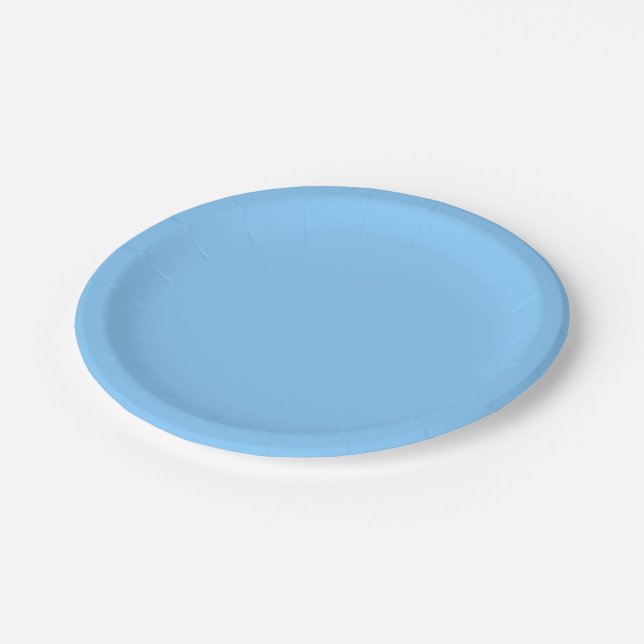 Assiettes En Carton Couleur solide : bleu ciel (Angle)