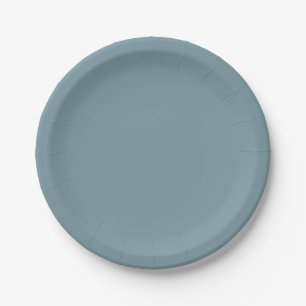 Assiettes En Carton Couleur solide bleu pierre