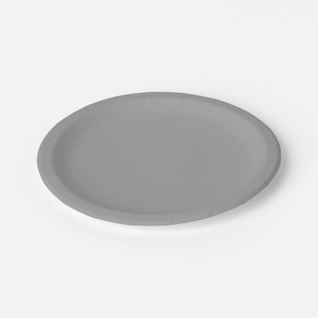 Assiettes En Carton Couleur solide : gris foncé (Angle)