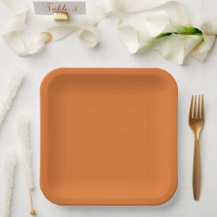 Assiettes En Carton Couleur solide orange moderne rétro