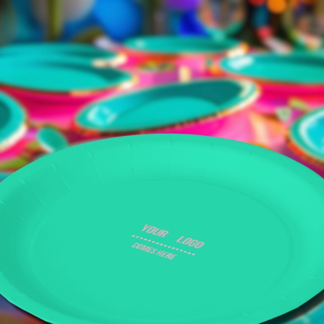 Assiettes En Carton couleur solide turquoise néon - ajouter des servie (Créateur téléchargé)