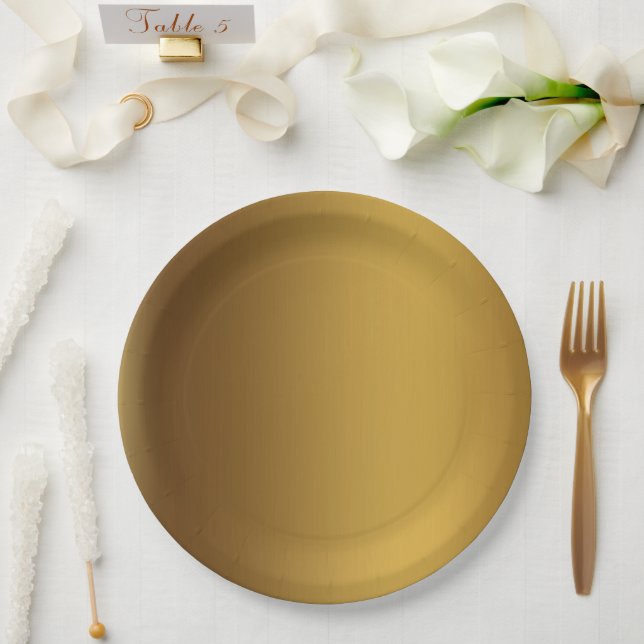 Assiettes En Carton Couleur uni or brossé (Mariage)
