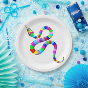 Assiettes En Carton Couleurs arc-en-ciel psychédéliques serpent