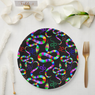 Assiettes En Carton Couleurs arc-en-ciel psychédéliques serpent