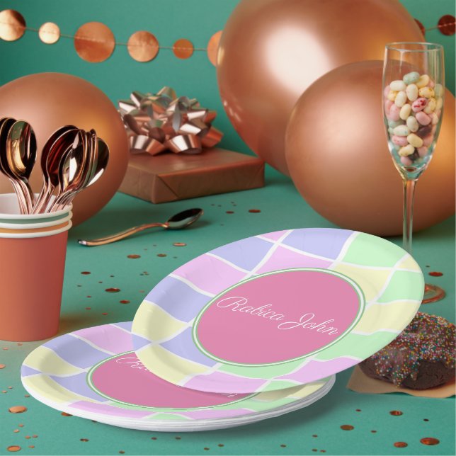Assiettes En Carton Couleurs douces pépinières (Multi)