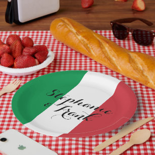 Assiettes En Carton Couleurs du drapeau italien pour mariage