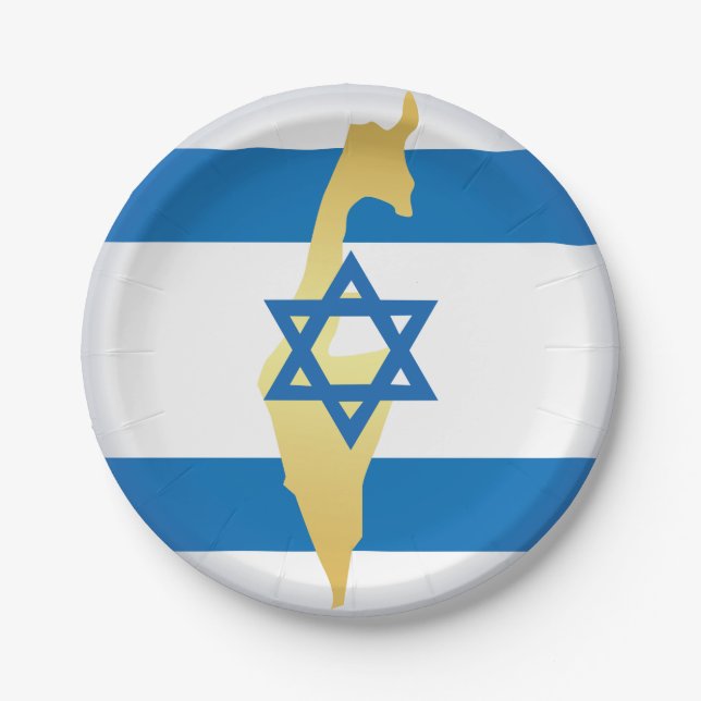 Assiettes En Carton Couleurs Nationales D'Israël (Devant)