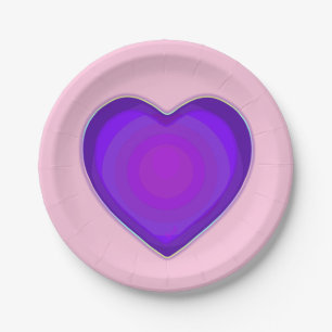 Assiettes En Carton Couleurs pastel & coeurs violets battre