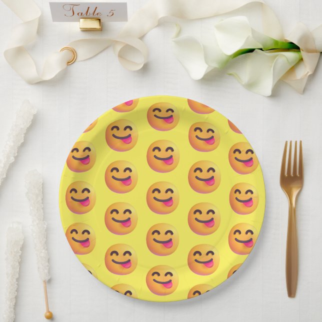 Assiettes En Carton Couleurs personnalisées Visage Savourer nourriture (Mariage)