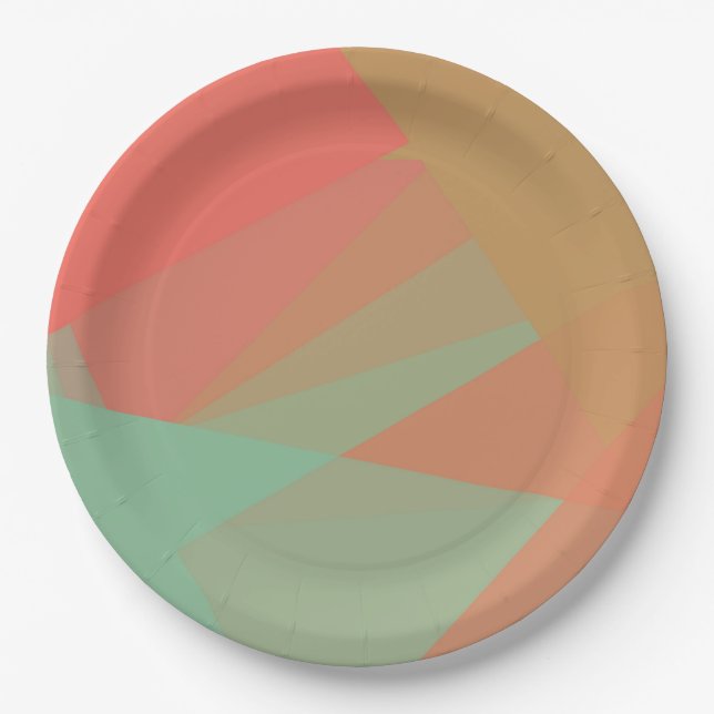 Assiettes En Carton Couleurs Rétro Modernes Géométrique #28 (Devant)