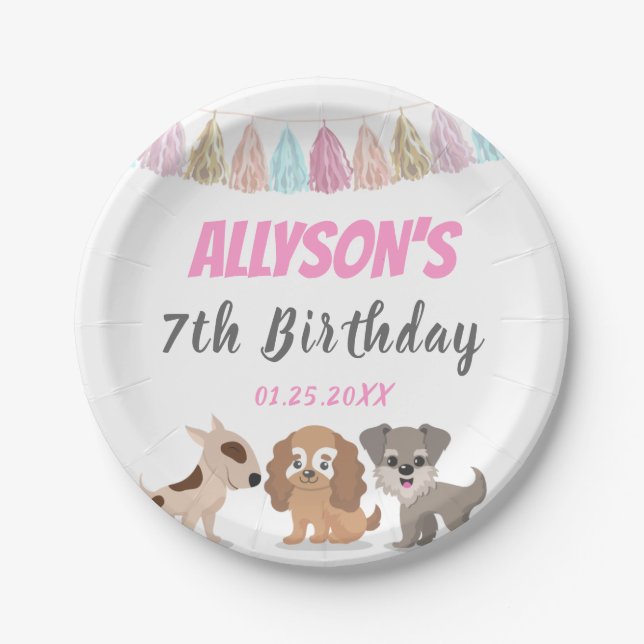 Assiettes En Carton Coup de chiot dessin animé chien thème enfant fête (Devant)