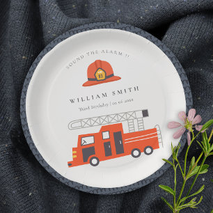 Assiettes En Carton Coupable Red Firetruck Engine Enfants N'importe qu
