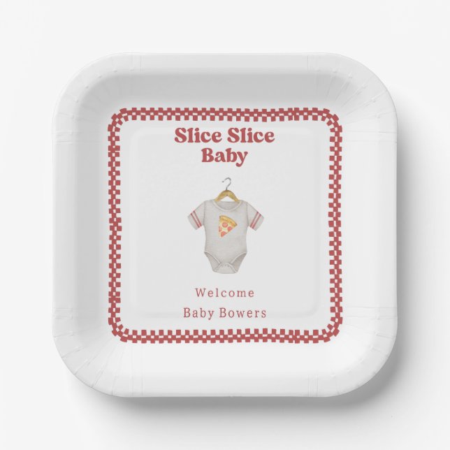 Assiettes En Carton Coupe Baby shower Pizza Neutral (Recto)