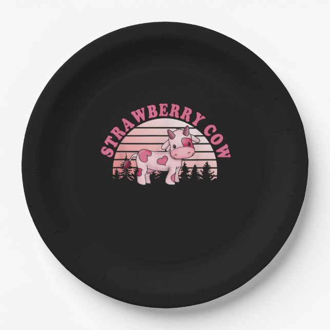 Assiettes En Carton Coupe de vache aux fraises (Devant)