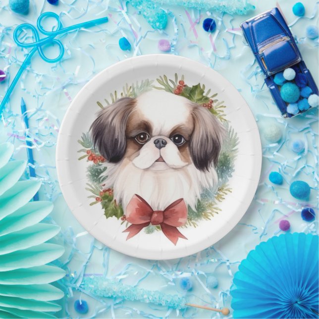 Assiettes En Carton Coupe festive japonaise de germe de Noël (Fête)