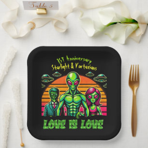 Assiettes En Carton Couple Alien dans l'affection galactique