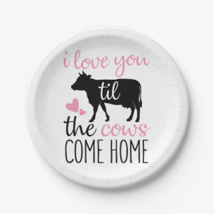 Assiettes En Carton Couple Cadeau Je T'Aime Jusqu'À Ce Que Les Vaches 
