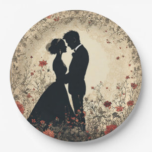 Assiettes En Carton Couple de mariage romantique