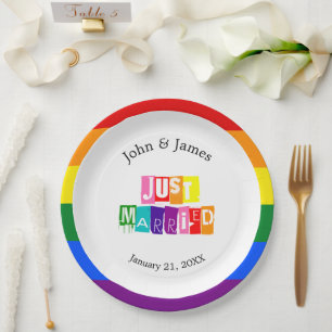 Assiettes En Carton Couple gay marié Mariage LGBTQ