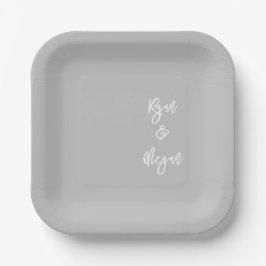 Assiettes En Carton Couple NOM & NOM Fiançailles Mariage Célébration