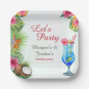 Assiettes En Carton Couples d'été tropicaux Ami Anniversaire conjoint