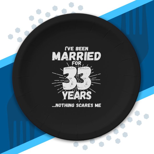 Assiettes En Carton Couples mariés 33 ans drôle 33ème anniversaire (Créateur téléchargé)