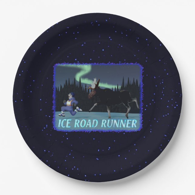 Assiettes En Carton Coureur de route sur glace (Devant)