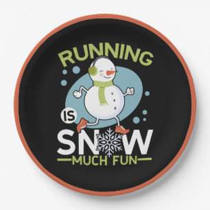 Assiettes En Carton Coureur d'hiver - Courir est neige beaucoup amusan