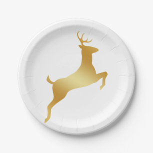 Assiettes En Carton Courir Reindeer or silhouette