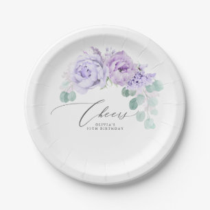 Assiettes En Carton Couronne botanique élégante de fleurs violettes po