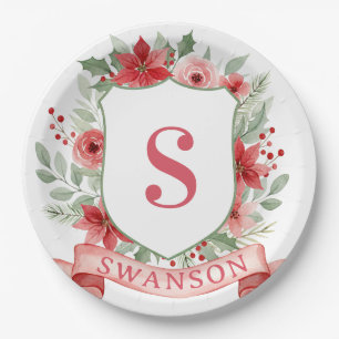 Assiettes En Carton Couronne de fêtes Grandmillennial Monogramme de