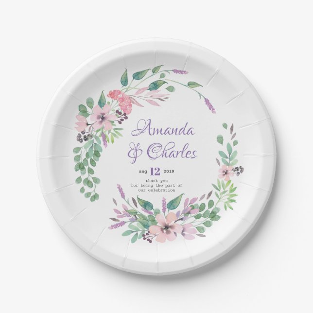 Assiettes En Carton Couronne de fleurs ensorcelées (Devant)