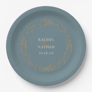 Assiettes En Carton Couronne de laurier dorée personnalisée
