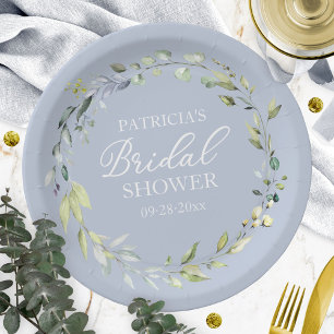 Assiettes En Carton Couronne de mariée en eucalyptus verdoyant